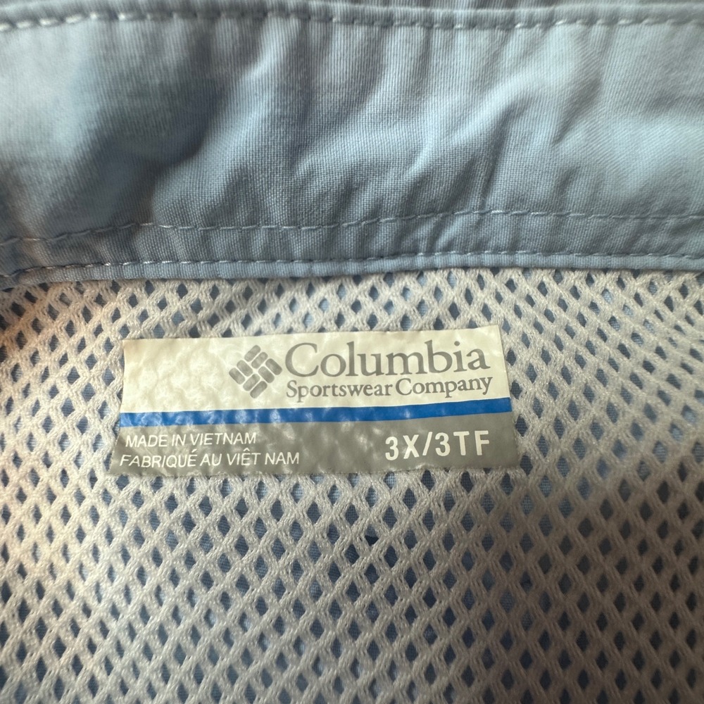 Columbia Shirt Mens 3X Blue PFG Bahama II Fishing Short Sleeve Omni-Shade Logo - Picture 3 of 7